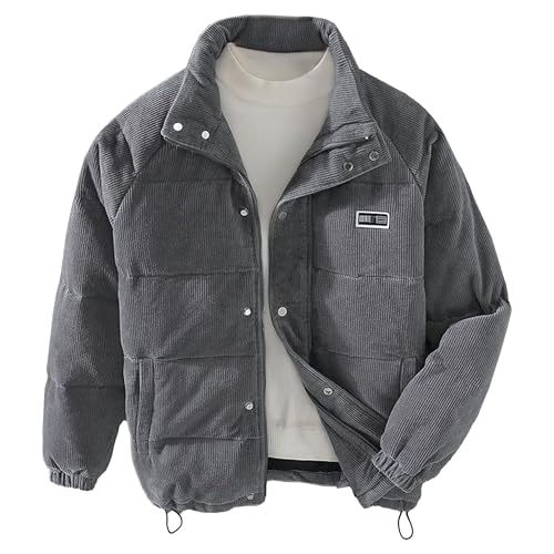 Chaqueta de pana acolchada para hombre con cuello alto abrigo de invierno