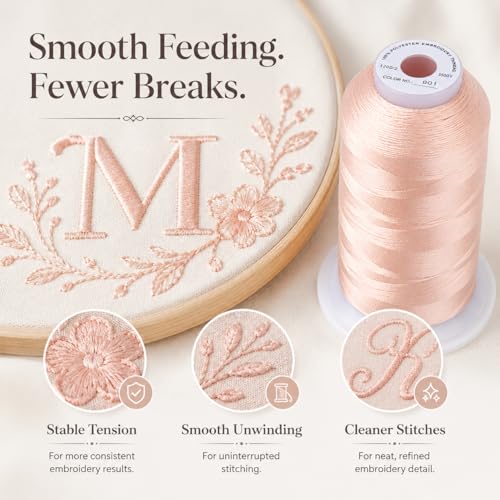 Image of Simthread Embroidery Machine Thread 5000M 40WT Polyester, Flesh Pink 901 | 5000M 40WT polyester thread feeds smoothly for home or commercial embroidery projects.