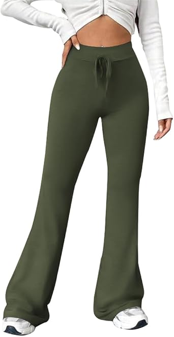 PINSV Womens High Waisted Flare Leggings Wide Leg Sweatpants Bootcut Yoga Pants