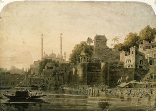 Lienzo de pintura fina Scena del bagno al Ghat William Daniell poster 60x90