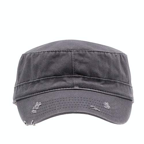 Image of The Vintage Year Washed Cotton Distressed Cadet Hat - Tactical Military Baseball Cap for Men & Women, Outdoor Casual Wear