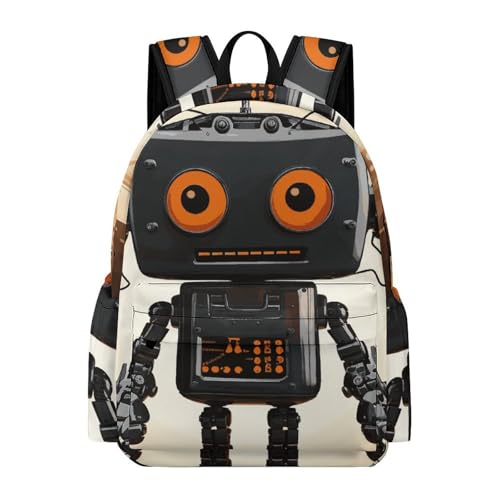Laptop Travel Backpacks Large Capacity Black Robot Bookbags for Outdoor Sports Office Work
