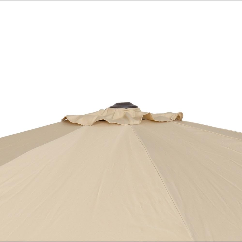 MONTY Parasol excéntrico alta RESISTENCIA, de Ø300 cm, Beige, mástil Ø48mm de Acero Marrón Topo, con Antiviento, Manivela y barra Estabilizadora, Elegante y Duradero, tratamiento Anti-corrosión
