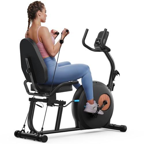 MERACH Recumbent Exercise Bike with Resistance Bands & App