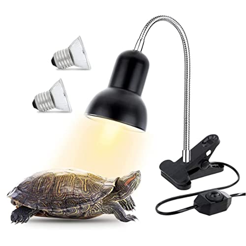 Yaasier Lámpara para Tortuga,UVA UVB 25W+50W Lámpara para Reptiles Lámpara Tortuga Lámpara Calor Tortugas,y Abrazadera Giratoria de 360 °Adecuada, para Tortuga, Lagartos