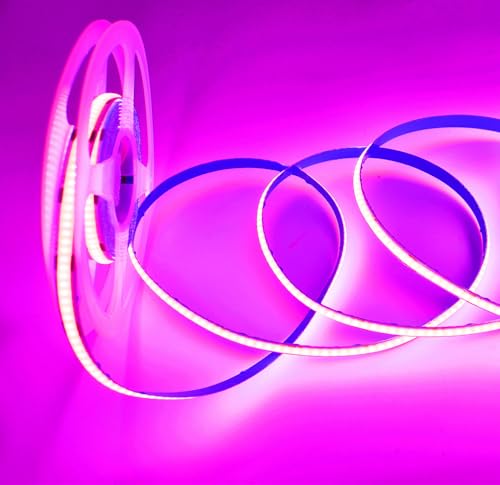 Image of COB Strip Lights,DC12V 16.4ft /5m Super Bright Dimmable 48000LM LED Light Strips, High Density Non-Waterproof 2400 LEDs Ribbon Light, More Evener Lighting Than SMD Strip Lights (Pink)