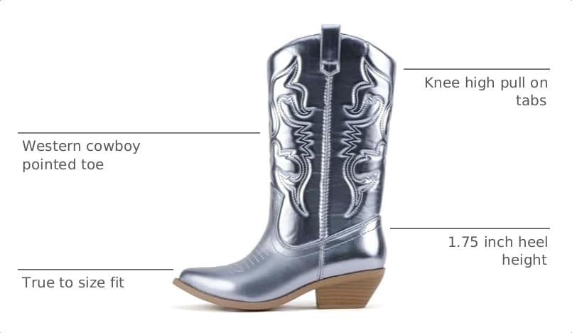 Image of Soda RENO ~ Women Western Cowboy Stitched Pointe Toe Low Heel Ankle Mid Shaft Fashion Boots