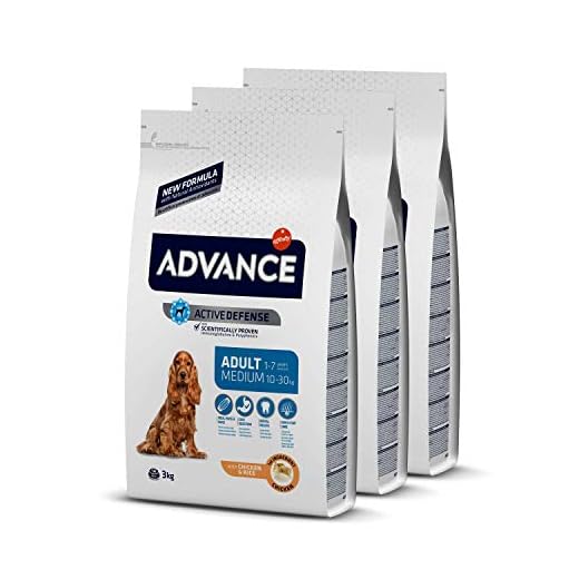 ADVANCE Adult Medium - Pienso Para Perros Adultos De Razas Medianas Con Pollo - Pack De 3 x 3 kg - Total 9 kg