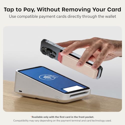 Image of Satechi Magnetic Magsafe Wallet, Double Flap Stand Card Holder, 4 Slots with Front NFC Pass-Through, Adjustable Phone Attachment for iPhone 17 /16 /15 /14 /13 /12, Travel Accessory - Coral Pink
