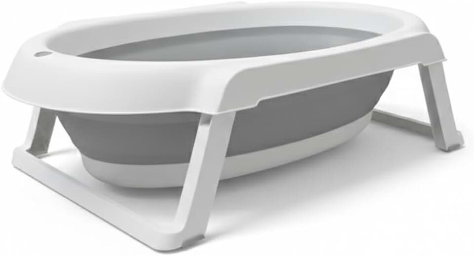 Banheira de Bebê Dobrável Portátil Até 35 Litros com Almofada de Banho Cinza - Mollie Baby