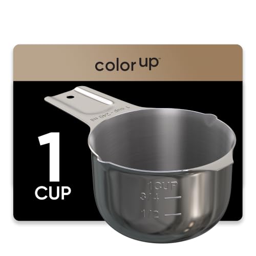 Color Up 1 Cup Measuring Cup (240 ml) – Premium Chrome Stainless Steel, Accurate for Wet & Dry Ingredients, Embossed Markings, Easy-Pour Spouts, Dishwasher-Safe, Kitchen Essential