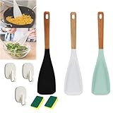 Resistente al calor y seguro for utensilios de cocina antiadherentes: La cuchara de silicona for cocinar es resistente al calor, lo que garantiza que no se derrita ni se deforme a altas temperaturas. Sus bordes lisos protegen las ollas, sartenes y fuentes antiadherentes de arañazos y daños durante la cocción.