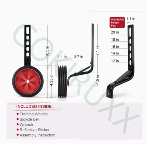 1 par de ruedas de entrenamiento para bicicleta infantil, para bicicletas de 12", 14", 16", 18" y 20", monocarril, resistente, color verde miniatura 2
