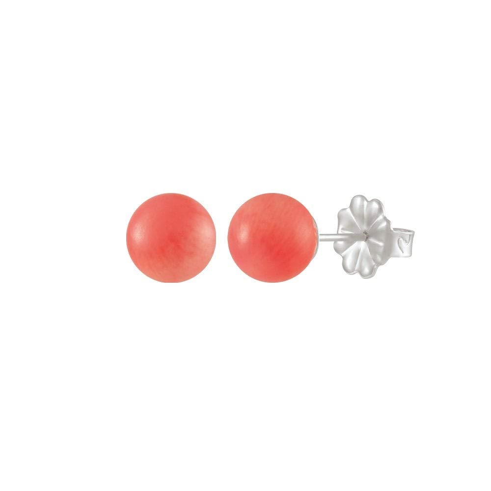 Eternal CollectionSolo Coral Austrian Glass Pearl Sterling Silver Stud Pierced Earrings Pink 0.8