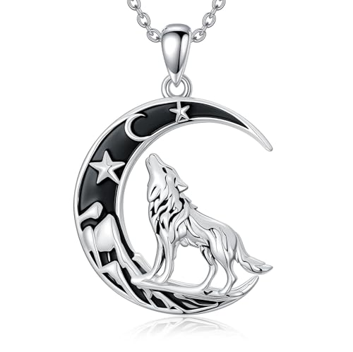 WINNICACA Christmas Gifts for Women Wolf Necklace 925 Sterling Silver
