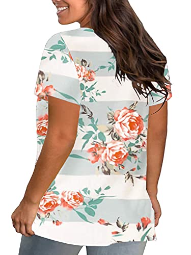 Image of DOLNINE Plus-Size Tops for Women Casual Short Sleeve Color Block T-Shirts | Basic Going Out Tees, Summer Trendy Loose Fit Tunics