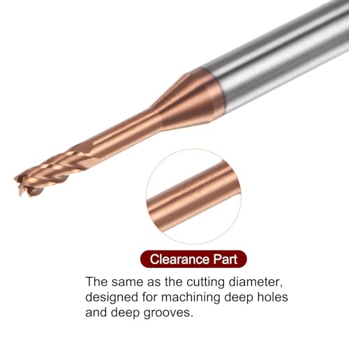 Image of HARFINGTON 2pcs Square Nose End Mill 4mm Shank 2mm x 12mm AlTiSin Coated Solid Carbide Long Reach Extended Neck 4 Flutes CNC Router Bit Milling Cutter for Stainless Steel Hardened Steel