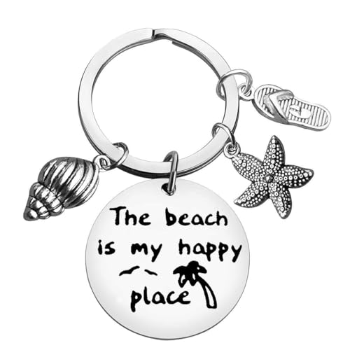 Axmerdal Beach Lover Gift Keychain Beach Jewelry Beach Keyring Stainless