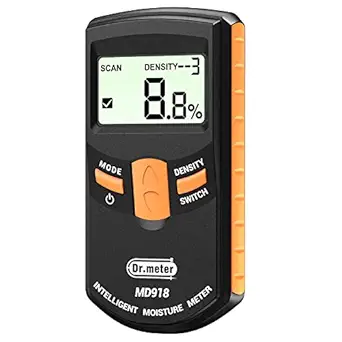 Dr.meter Pinless Wood Moisture Meter, Upgraded Inductive Pinless Tools, Intelligent Lumber Moisture Meter, Digital Moisture Meter for Wood, (Range 4% - 80% RH; Accuracy: 0.5%), MD918