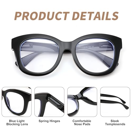 Image of FEISEDY Retro Blue Light Glasses for Women Men, Thick Square Glasses Blue Light Blocking, Anti Glare Digital &Eyestrain B0278