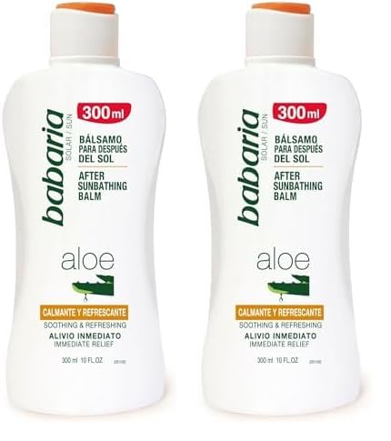 Babaria - Bálsamo Corporal Aftersun Reparador, Calma, Protege y Revitaliza, Alivio Inmediato, Ideal para Rostro y Cuerpo, Vegano, Unisex - 300 ml (Paquete de 2)