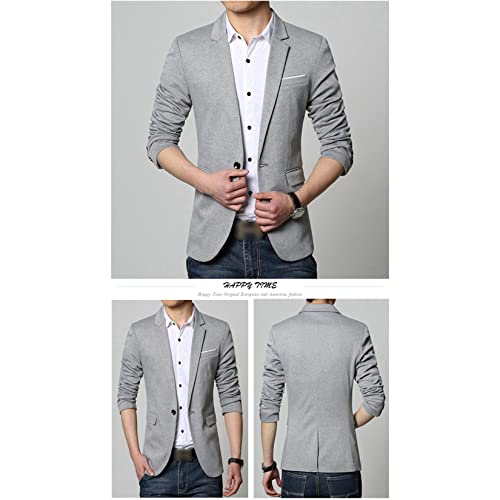 Dawwoti Blazer masculino inverno slim fit casamento smoking jaqueta terno casual um botão, Cinza, G