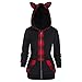 Sweat à capuche pour femme - Manteau d'hiver ample et surdimensionné avec oreilles de chat - Veste en peluche tendance - Rouge - Small
