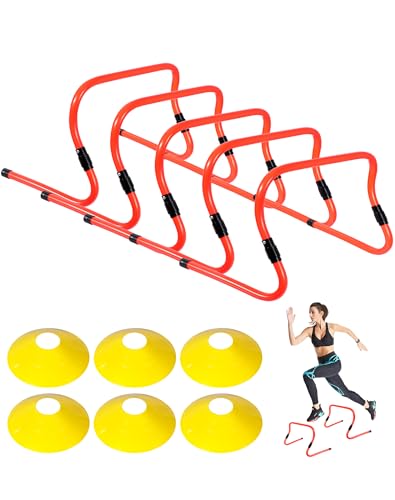 Lineslife Agility Speed Training Hurdles, Adjustable Sport Training Hurdles for Football, Basketball, Soccer Hurdles Training Equipment Set of 6 Cones Set