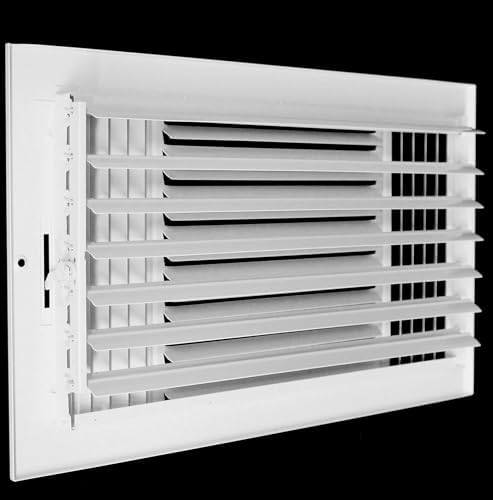 HVAC Premium 12''w X 8''h 3-Way AIR Supply Grille - Vent Cover & Diffuser - Flat Stamped Face - White [Outer Dimensions: 13.75''w X 9.75''h] - 4