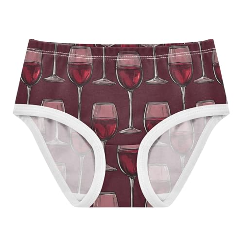 ZZKKO Red Wine Tall Glass Girls Underwear Toddler Panties for Girls Comfort Brief Size 2T-8Y