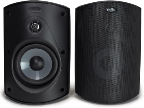 Image of Polk Audio Atrium 5 Outdoor Speakers with Powerful Bass (Pair, Black), All-Weather Durability, Broad Sound Coverage, Speed-Lock Mounting System (Pack of 8)
