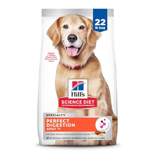Hill's Science Diet Perfect Digestion, Senior Adult 7+, Digestive Support, Dry Dog Food, Chicken, Brown Rice, & Whole Oats, 22 lb Bag