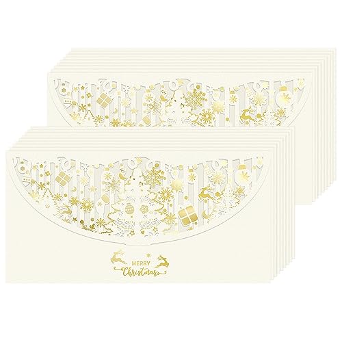 Enveloppes dorées à motif creux beige 18x8,9 cm pour cartes cadeaux de Noël