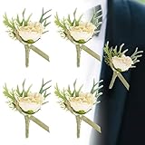 NICENEEDED Rose Wedding Boutonniere para Hombres Juego de 4,