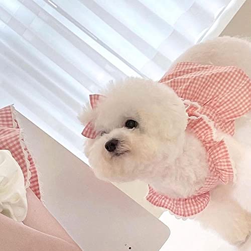 Vestido Xadrez Cão - Menina Cute Princess Dog Dresses Spring Summer Puppy Bunny Rabbit Clothes - Rou