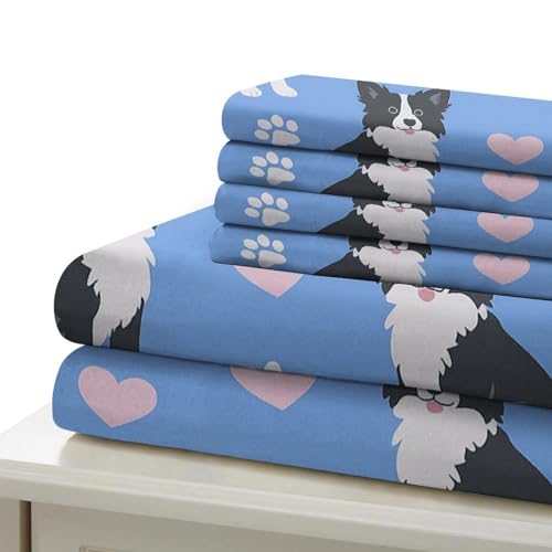 Parure de lit Border Collie 140x200 housse couette microfibre imprimée 3D