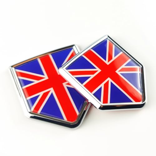 Image of Newperlite United Kingdom UK British Flag Decal Sticker Car Emblem Union Jack Flag Car Decoration Accessories Chrome Shield for Truck Vehicles Cars, 2 Pack