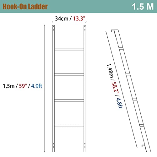 Échelle de lit superposée en métal réglable 1,5 m pour lit mezzanine noir - 3