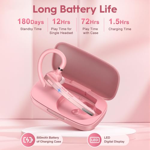 Image of Bluetooth Headset 72H Work Single-Ear Wireless Earpiece for Cell Phone Call