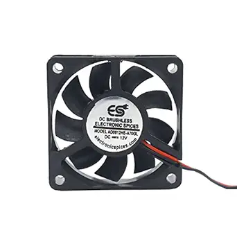 Electronic Spices Mini 6015 2.40 Inch (60x60x15mm) Brushless 12v Dc Exhaust Cooling Fan Single Piece