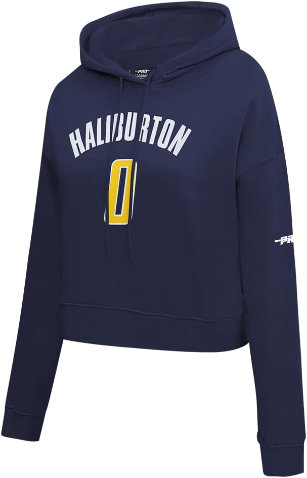 Pro Standard NBA womens Womens Nba Indiana Pacers Classic Player Brushed Back French Terry Cropped Pullover Hoodie - Image 2