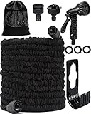 【Múltiples accesorios】Nuestra manguera de jardín viene con 1 conector de grifo y 1 adaptador universal, que se puede conectar a un grifo de rosca macho de 3/4, 1/2, también viene con 1 gancho para el almacenamiento de agua de la manguera y una bolsa de almacenamiento de alta calidad. reduce la tubería de agua Finalmente, es más conveniente almacenar y transportar, ahorrando espacio.