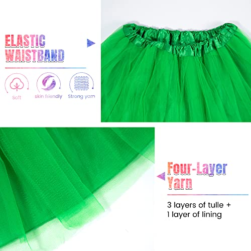 Jupe tutu en tulle vert avec 4 couches superposées volumineuses