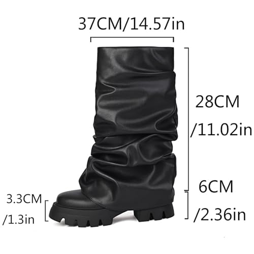 Bottes mi-mollet bout rond finies les douleurs de dos grâce au talon épais stable - 2