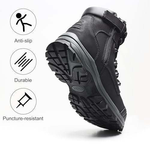 Image of Men's 7 inch Waterproof Steel Toe Work Boots, Side Zip Safety Shoes OX2721 | Insulated, Puncture resistant