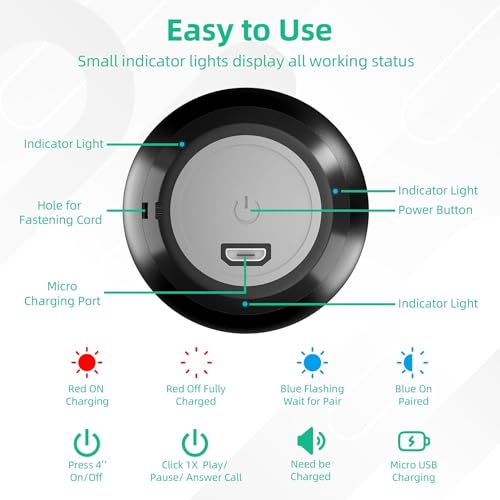 SEVENKA 2 Mini Speakers, 3W Small Portable Bluetooth Speaker with Lanyard, Water Resistant, Wireless Stereo Pairing, Rechargeable Mini Wireless Speakers for Phone, Tablet, Built-in Microphone