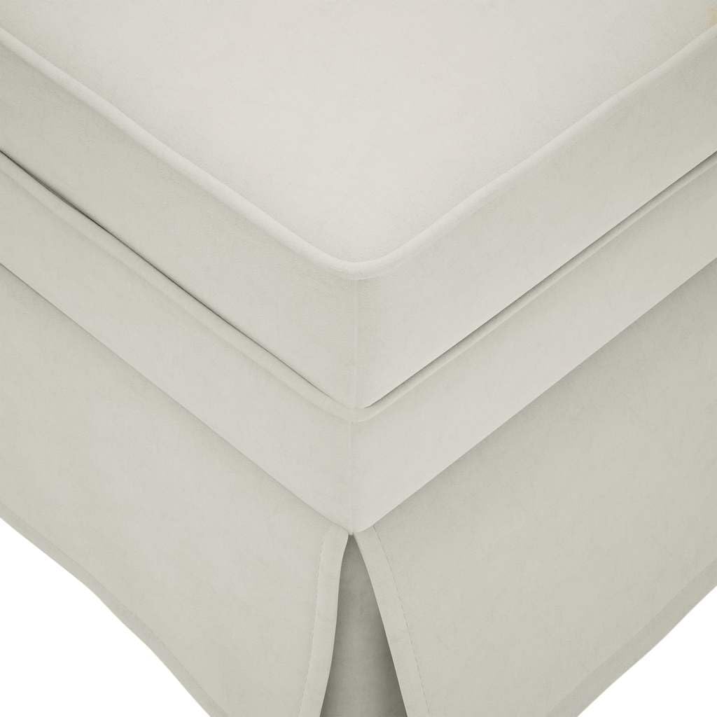 Chaise longue in velluto con bracciolo destro e cuscino cervicale, color crema, comoda superficie di riposo con schiuma altamente elastica per soggiorno, camera da letto o ufficio
