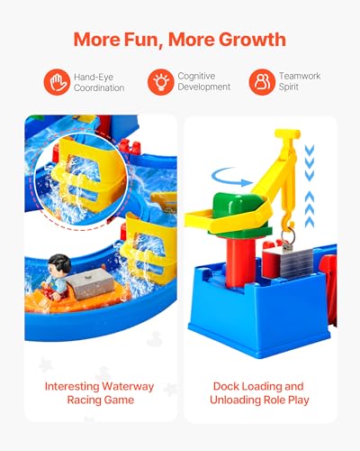 Image of VEVOR Water Table for Toddlers, Kids Activity Play Waterway, Outdoor Summer Water Park Playset with 39PCS Accessories for Backyard Lawn Beach, Activity Sensory Play Table for 3+ Years Boys Girls