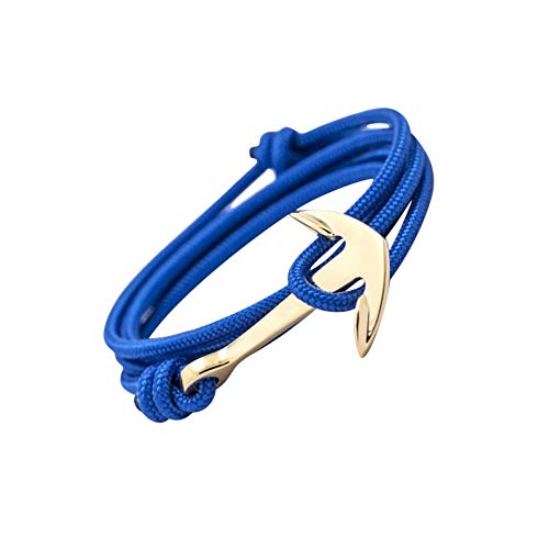 Preisvergleich Produktbild GLANZWEAR® Anker Armband Gold Rope Männer Frauen Schmuck Armbänder Nylon Segelknoten Ankerarmband Freundschaft Partnerarmband Wickelarmband Schiffanker Armbänder Damen Herren Blau
