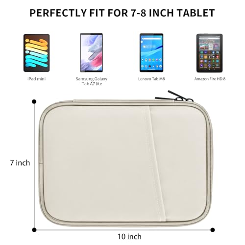 Image of HoYiXi Universal Sleeve Bag for 7-8 inch Tablet Fire HD 8 /Fire HD 8 Plus Compatible iPad mini (6th Gen) 8.3 inch 2021, iPad mini 5 /4 /3 /2 /1, Tab A8, 7 inch-8 inch inch Android Tablet Sleeve Case -White